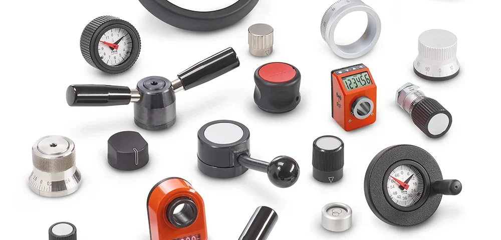 Ganter Norm koneosat, indikaattorit, säätönupit ja asteikkorenkaat