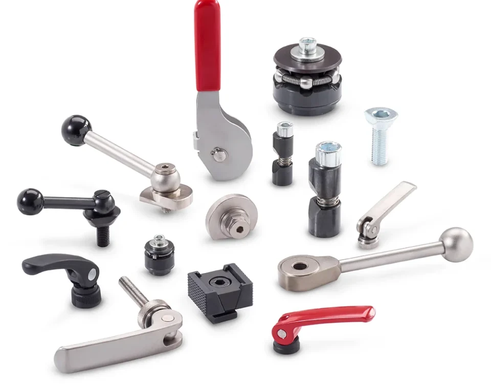 Ganter Norm koneosat, lukitussalvat, kiristysvivut, kiilapuristimet